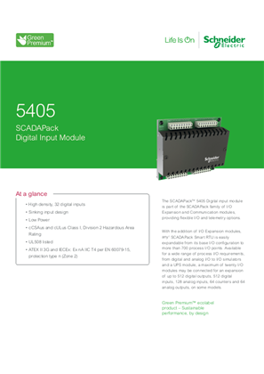Image of 5405 SCADAPack Digital Input Datasheet Letter