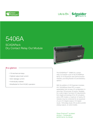 Image of 5406A SCADAPack Dry Contact Relay Out Datasheet Letter