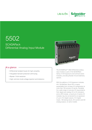Slika linije 5502 SCADAPack Diff Analog Input Datasheet Letter