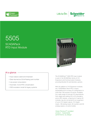 Изображение на 5505 SCADAPack RTD Input Datasheet Letter