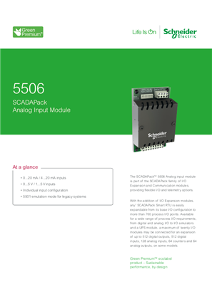 Image of 5506 SCADAPack Analog Input Datasheet Letter