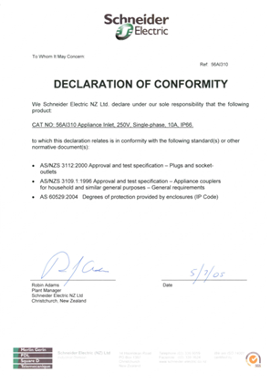 Image of 56 Series, 56AI310, Declaration of Conformity