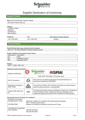 Image of 56 Series, 56AI315, Supplier Declaration of Conformity