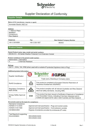 Image of 56 Series, 56CSC310, Supplier Declaration of Conformity