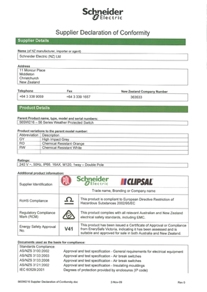 Image of 56 Series, 56SW216, Supplier Declaration of Conformity