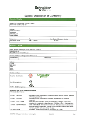 Image of 500 Series, 596-56RCD-30, Supplier Declaration of Conformity