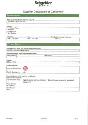 Image of 600 Series, 600SM, Declaration of Conformity