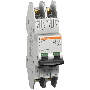 Image of 60239 : Multi9 - C60 UL489 - MCB - 2P - 4 A - C Curve - 240 V - 10 kA - ring term