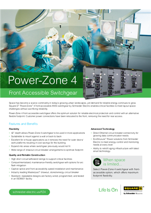 Image of Square D Power-Zone 4 Low Voltage Drawout Switchgear Front Accessible Handout