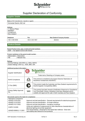 Image of 600 Series, 625F, Supplier Declaration of Conformity
