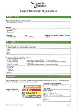 Image of 600 Series, 626N, Declaration of Conformity