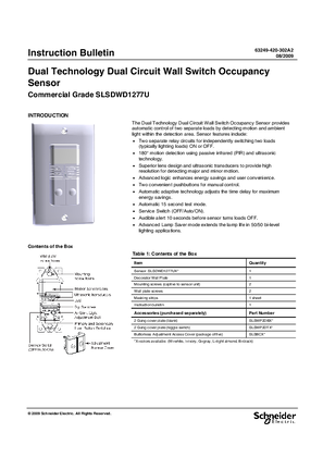 Image of Dual Technology Dual Circuit Wall Switch Occupancy Sensor, Commercial Grade SLSDWD1277U