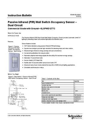 Image of Passive Infrared PIR Wall Switch Occupancy Sensor-Dual Circuit Commercial Grade with Ground-SLSPWD1277C