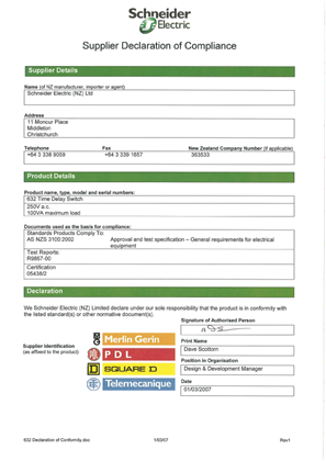 Image of 600 Series, 632, Declaration of Conformity