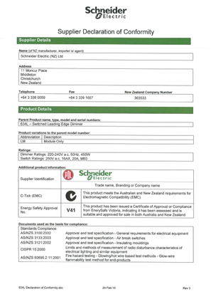 Image of 600 Series, 634L, Supplier Declaration of Conformity