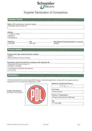 Image of 600 Series, 640RC, Declaration of Conformity