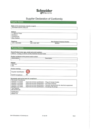 Image of 600 Series, 644-15, Declaration of Conformity