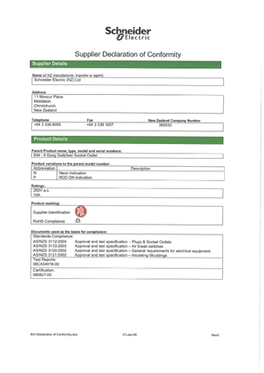 Image of 600 Series, 644, Declaration of Conformity
