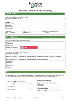 Image of 600 Series, 646R7, Declaration of Conformity