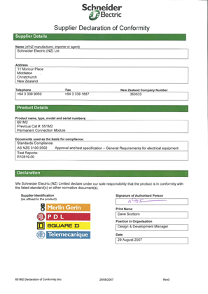Image of 600 Series, 651M2, Declaration of Conformity