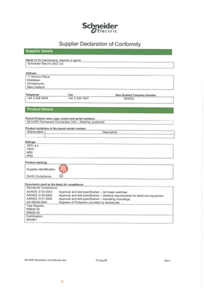 Image of 600 Series, 651VWP, Declaration of Conformity