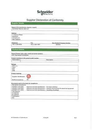 Image of 600 Series, 651, Declaration of Conformity