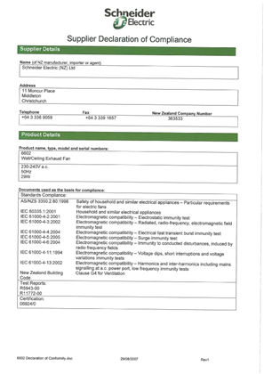 Image of Clipsal Lighting, 6602, Declaration of Conformity