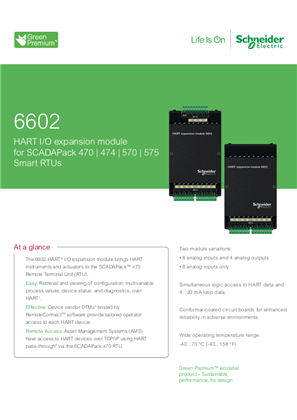 Image of 6602 HART I/O expansion module for SCADAPack x70 RTUs datasheet A4