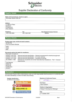 Image of 600 Series, 681M16PS, Declaration of Conformity