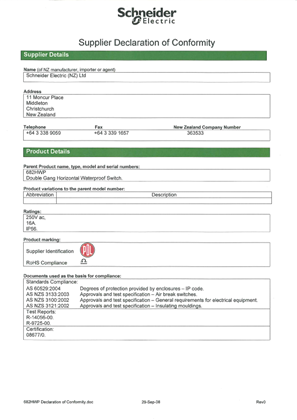 Image of 600 Series, 682HWP, Declaration of Conformity