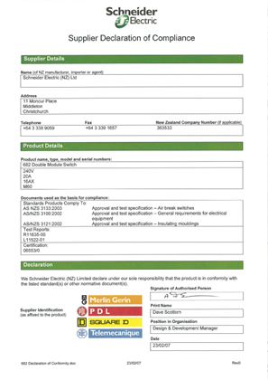 Image of 600 Series, 682, Declaration of Conformity
