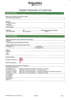 Image of 600 Series, 683HWP, Declaration of Conformity