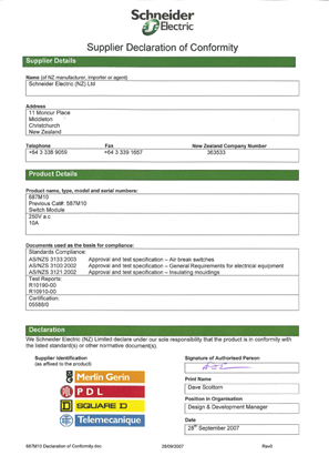 Image of 600 Series, 687M10, Declaration of Conformity