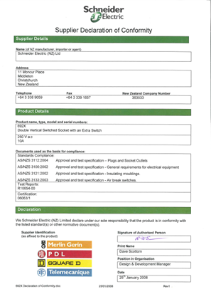 Image of 600 Series, 692X, Declaration of Conformity