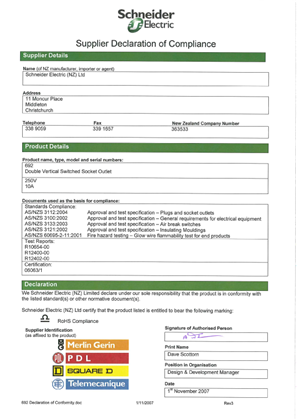 Image of 600 Series, 692, Declaration of Conformity