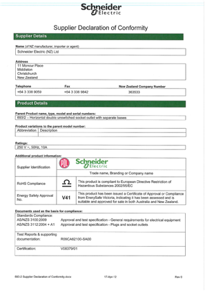 Image of 600 Series, 693-2, Supplier Declaration of Conformity