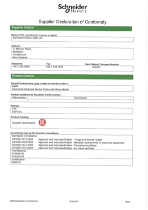 Image of 600 Series, 694R, Declaration of Conformity