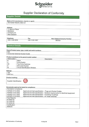 Image of 600 Series, 694, Declaration of Conformity