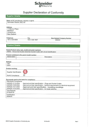 Image of 600 Series, 695ID, Supplier Declaration of Conformity