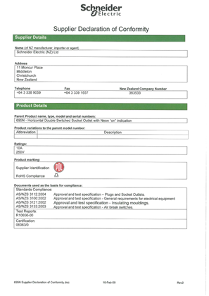Image of 695N Supplier Declaration of Conformity