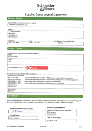 Image of 695T Declaration of Conformity