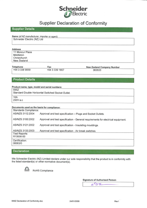 Image of 695Z Declaration of Conformity