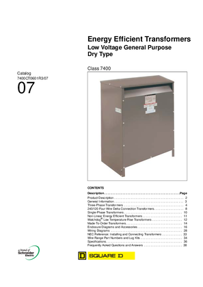 Image of Square D EE Low Voltage Distribution Transformers Catalog