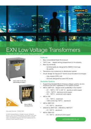 Image of EXN Low Voltage Transformers to meet DOE efficiency requirements