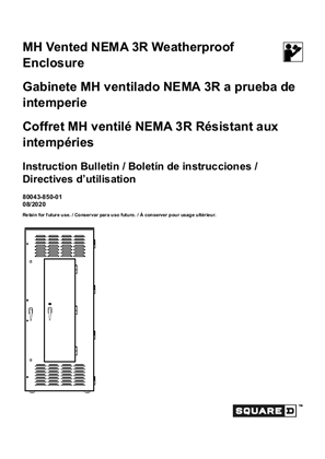 Image of MH Vented NEMA 3R Weatherproof Enclosure - Installation Instructions
