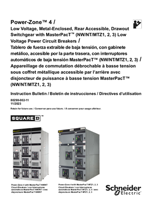 Image of Square D PZ/4 Low-Voltage Rear Accessible Drawout Installation and User Guide