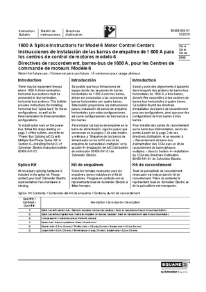 Image of 1600 A Splice Instructions for Model 6 Motor Control Centers Installation Instructions
