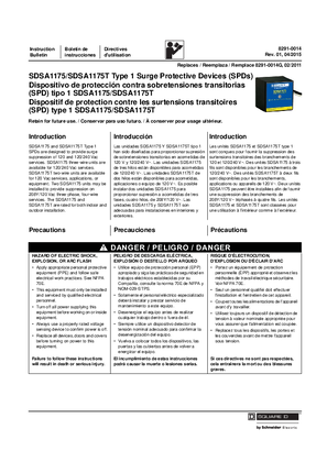 Image of SDSA1175/SDSA1175T Type 1 SPD Installation and User Guide