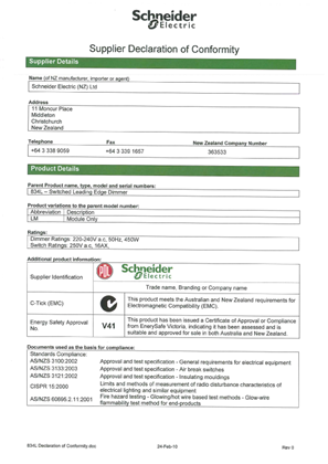 Image of Modena 800 Series, 834L, Supplier Declaration of Conformity