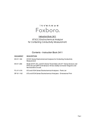 的映像 Foxboro 873CC使用说明书